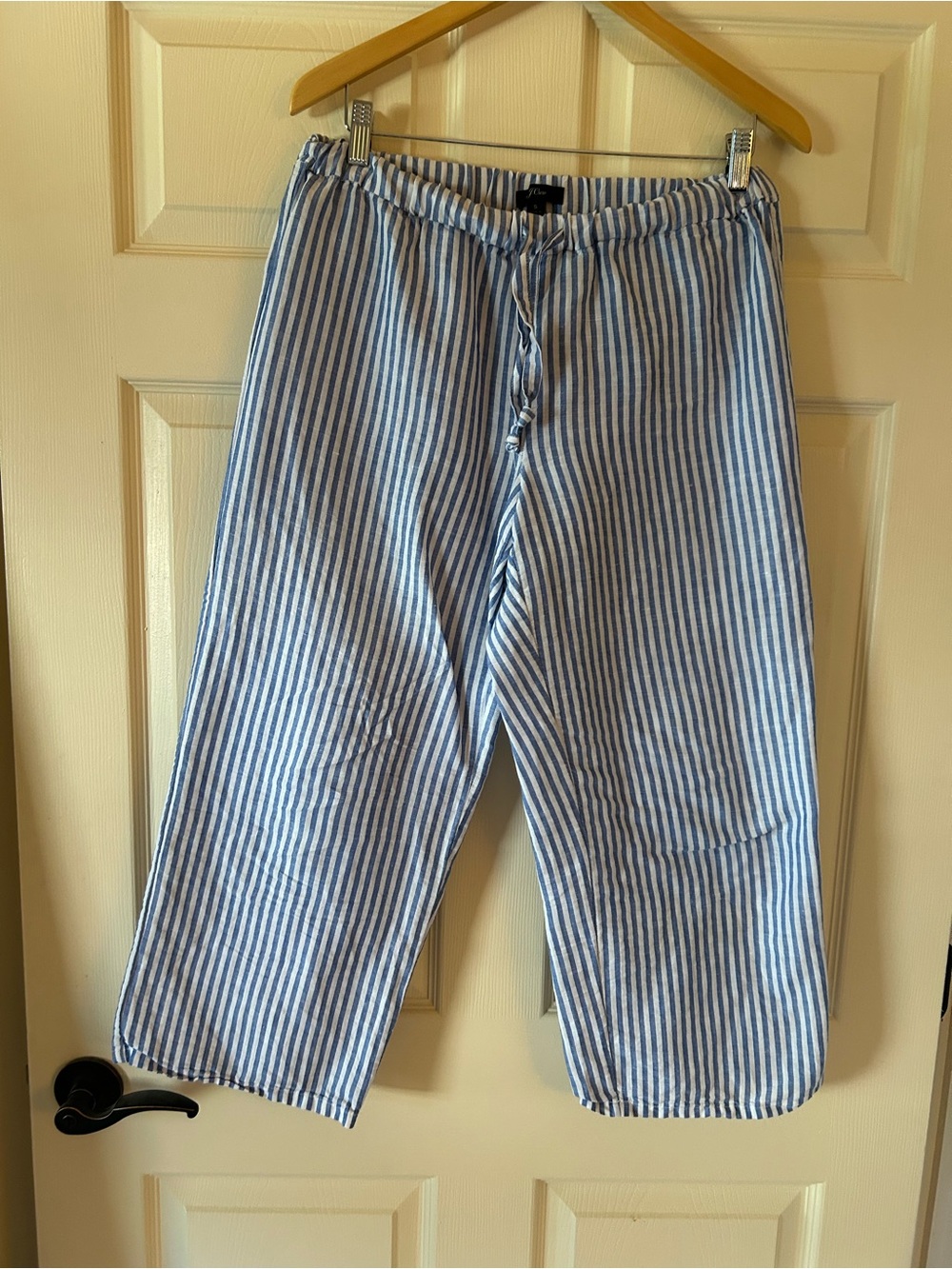 Jcrew linen Blue and White Striped Drawstring Pants